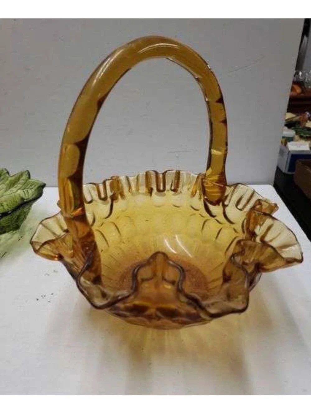 Amber glass basket